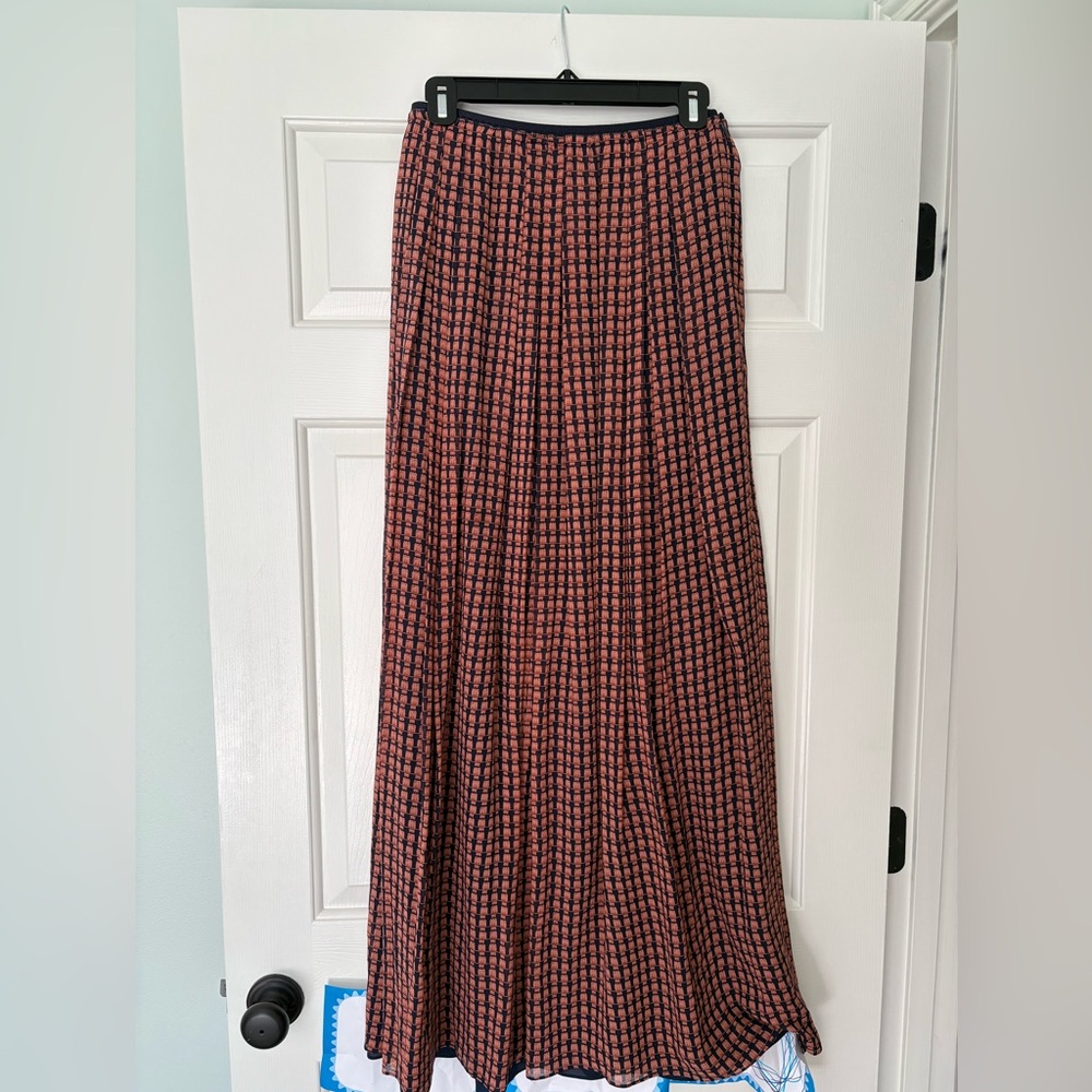 Tory Burch Rust and Black Patterned Maxi Skirt